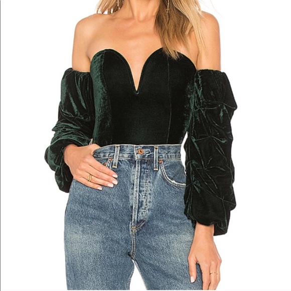Majorelle Tops - Majorelle JACKIE VELVET GREEN BODYSUIT SZ S